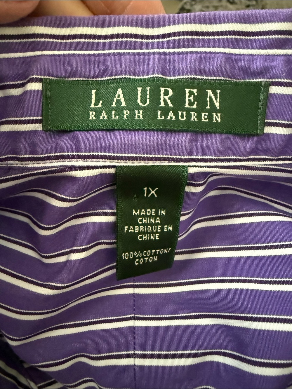 Lauren Ralph Lauren Women’s Purple and White Striped Button-Up Blouse - Picture 2 of 5